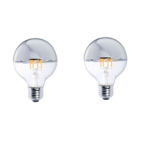 BULBRITE LED G25 MEDIUM SCREW (E26) 5W DIMMABLE FILAMENT HALF MIRROR LIGHT BULB 2700K/WARM WHITE 40W INCANDESCENT EQUIVALENT 2PK (776670) - Cheap-Us