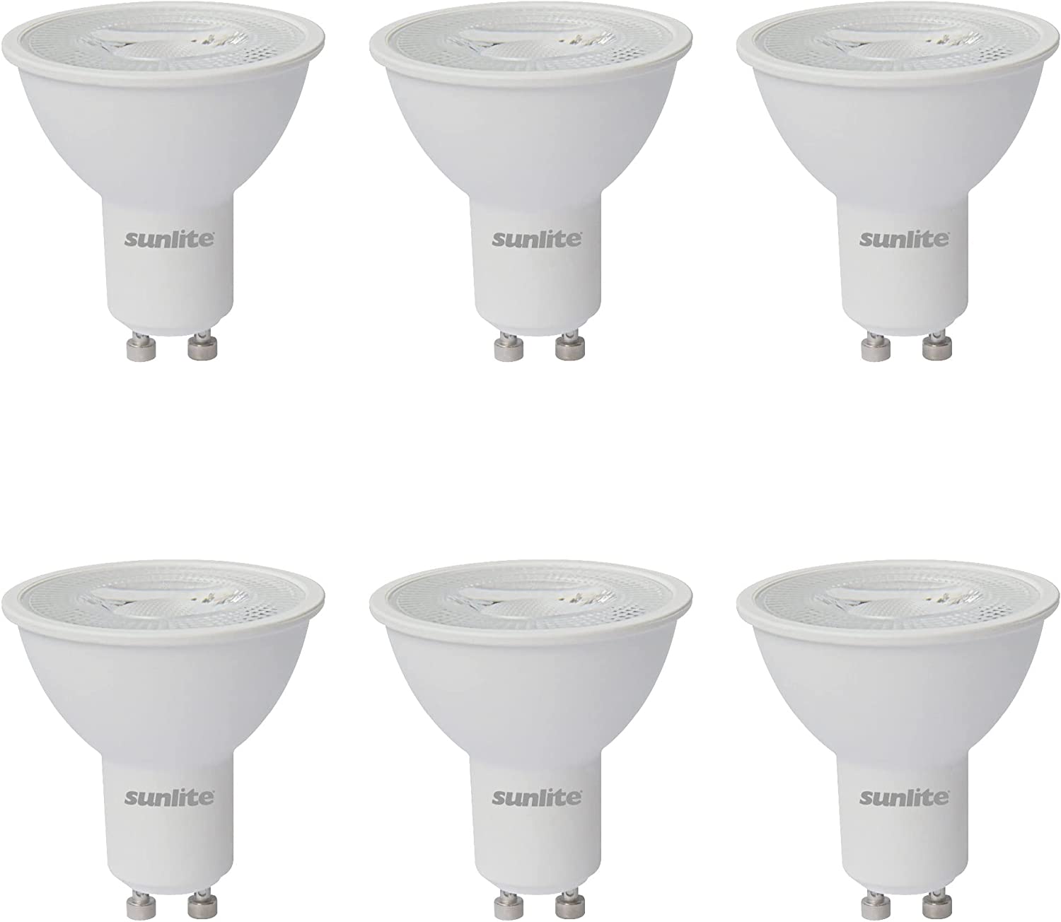 Sunlite 80522 LED MR16 Reflector Spotlight Bulb, 7 Watts (50W Halogen Bulb Replacement) 120 Volt, 550 Lumen, 35° Flood Beam, GU10 Base, Dimmable, ETL Listed, 3000K Warm White, 6 Count - Cheap-Us