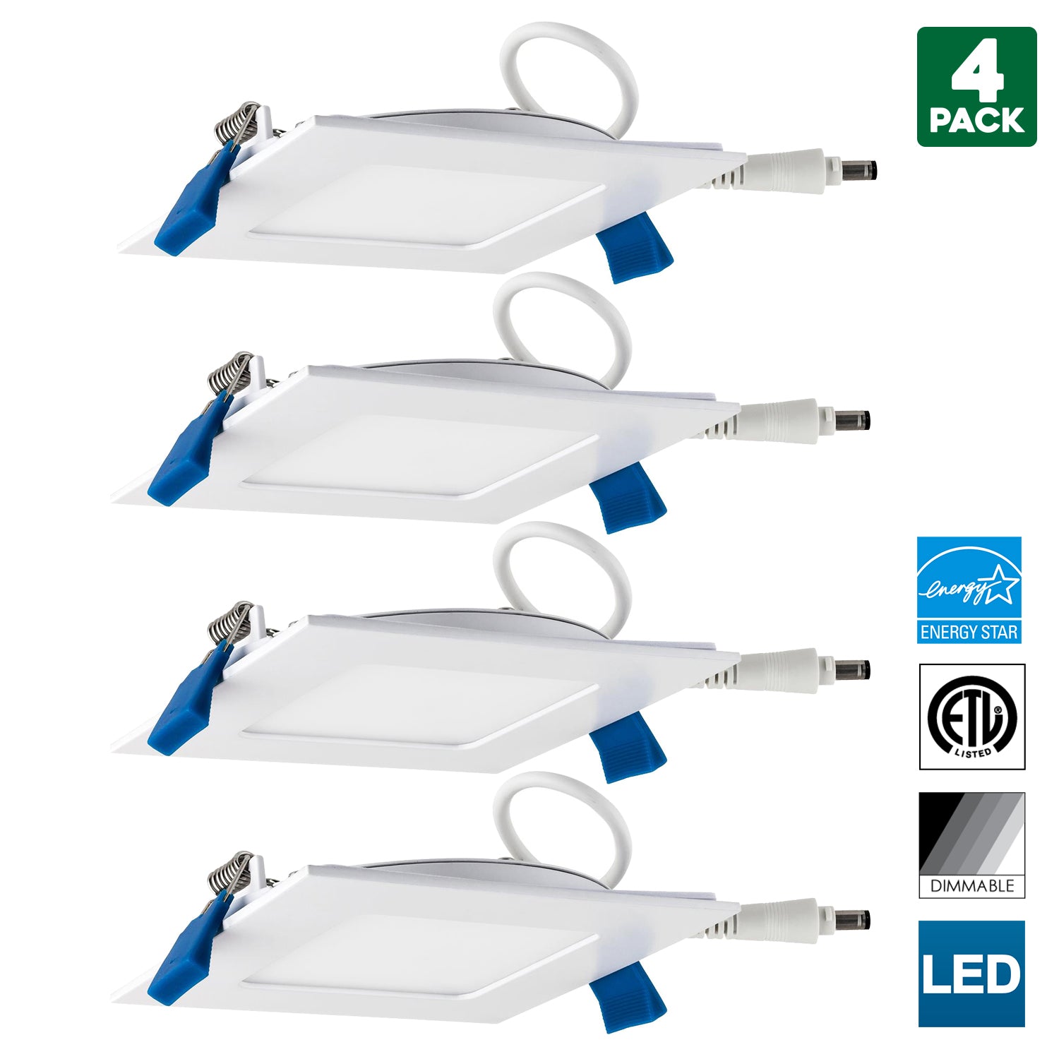 Sunlite 82057-SU LED Square Slim Downlight Retrofit Fixture, 4 Inch, 10 Watt, Dimmable, 650 Lumen, 50K - Super White - Cheap-Us