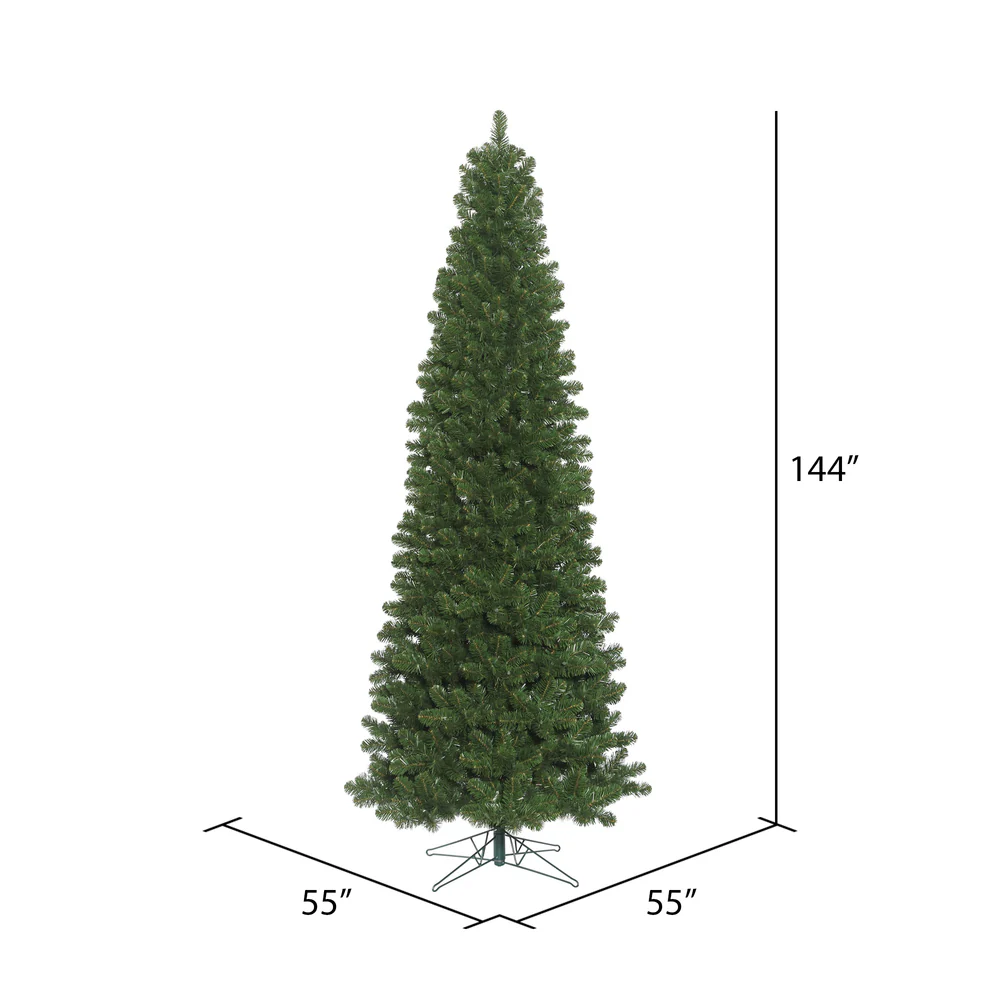 Vickerman 12' Oregon Fir Slim Artificial Christmas Tree Unlit - Cheap-Us