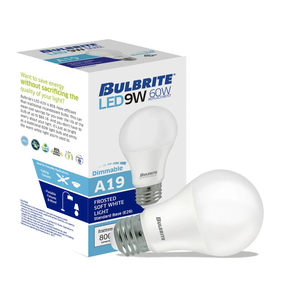 Bulbrite LED A19 Dimmable Medium Screw Base (E26) Light Bulb, 60 Watt Equivalent 3000K, 36 Pack - Cheap-Us