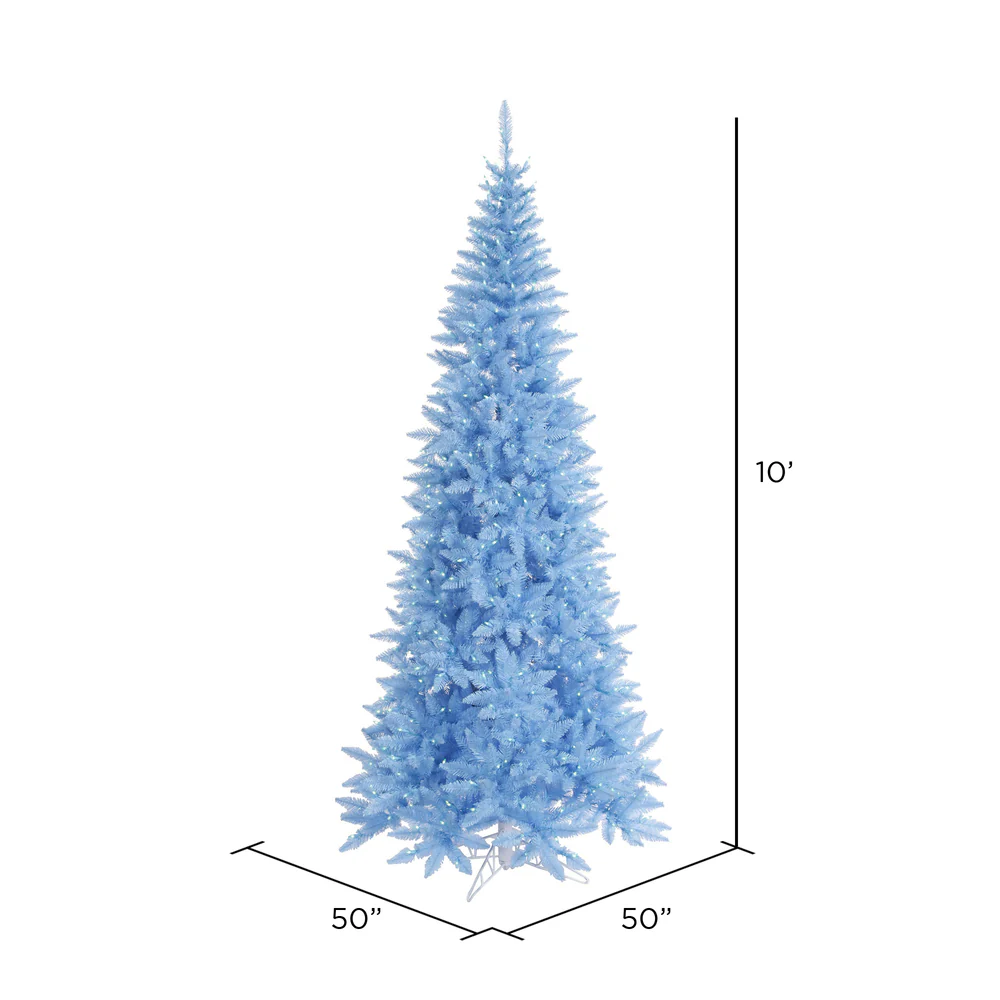 Vickerman 10' Sky Blue Fir Slim Artificial Christmas Tree Blue  Dura-lit LED Lights - Cheap-Us