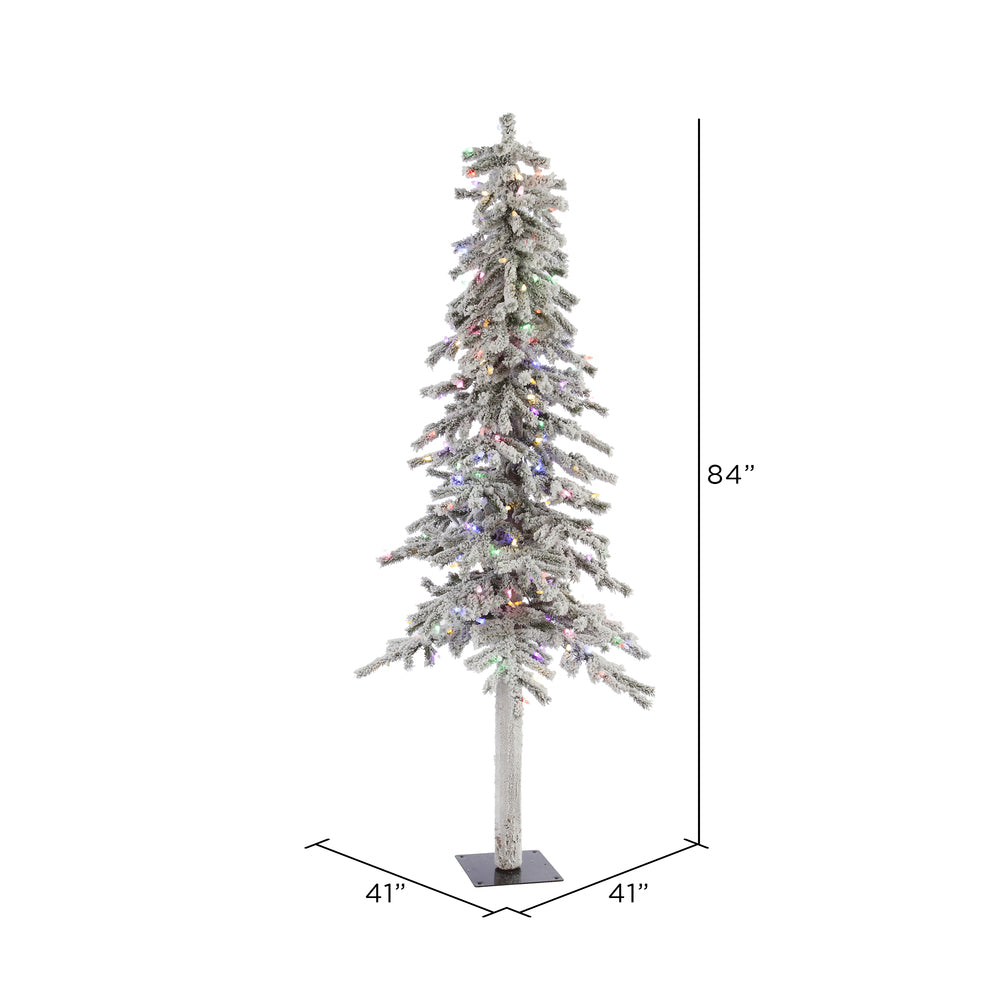Vickerman 7' Flocked Alpine Artificial Christmas Tree Multi-Colored LED Dura-Lit lights - Cheap-Us