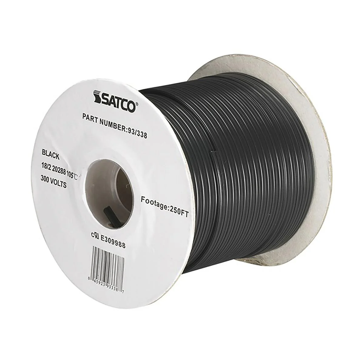 93-338 18/2 SPT-1.5 BLACK 105 Lamp And Lighting Bulk Wire; 18/2 SPT-1.5 105C; 250 Foot/Spool; Black - Cheap-Us