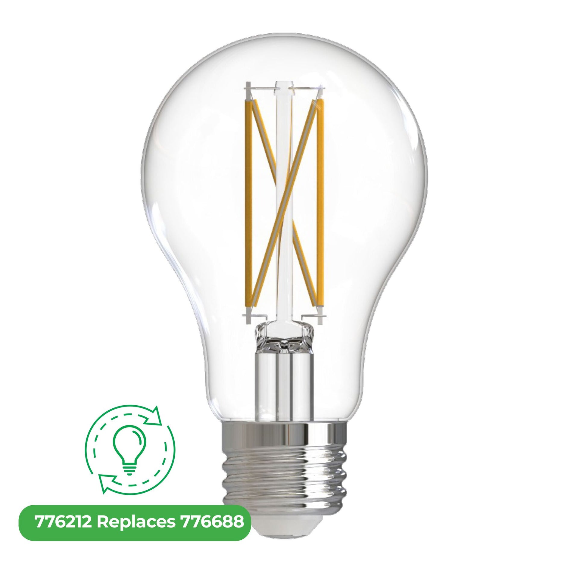 Bulbrite LED Filament 7.6 Watt Dimmable A19 Light Bulb with Clear finish and Medium (E26) Base - 2700K Warm White Light, 800 Lumens - Cheap-Us