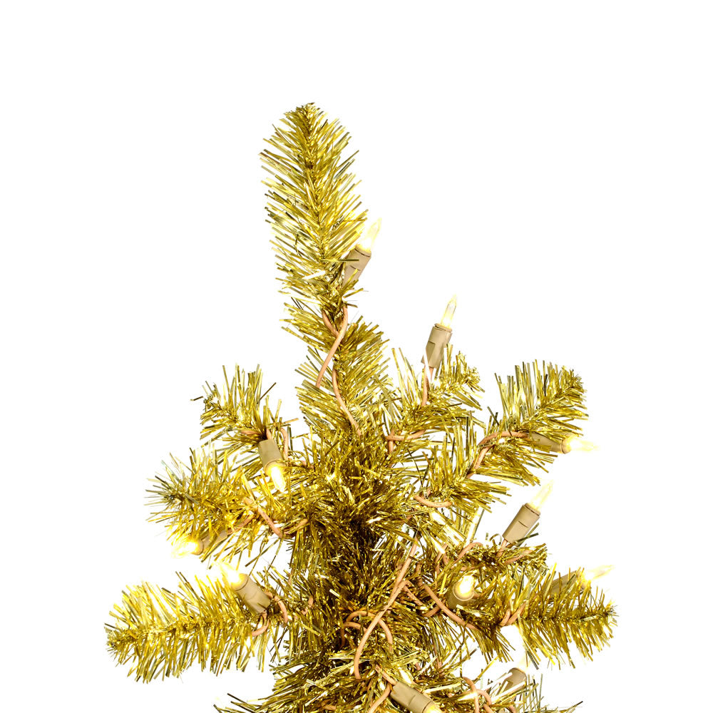 Vickerman 6' Champagne Upside Down Artificial Christmas Half Tree Warm White Dura-lit LED Lights - Cheap-Us
