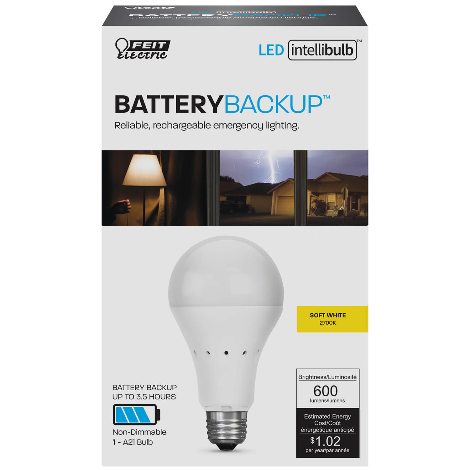 IntelliBulb Battery Backup 600 Lumen 2700K LED A19 - Cheap-Us