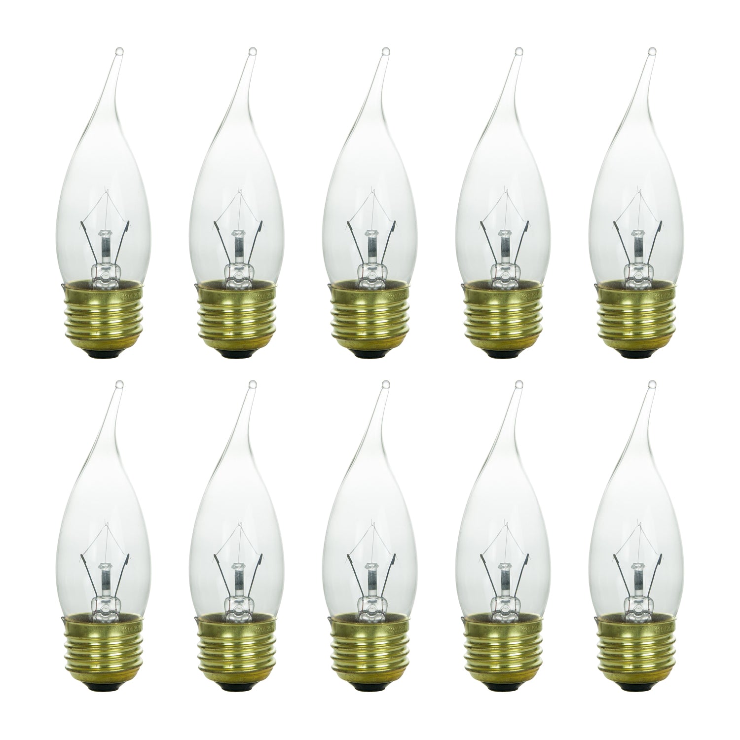 Sunlite 40 Watt Flame Tip Chandelier, Medium Base, Clear - Cheap-Us