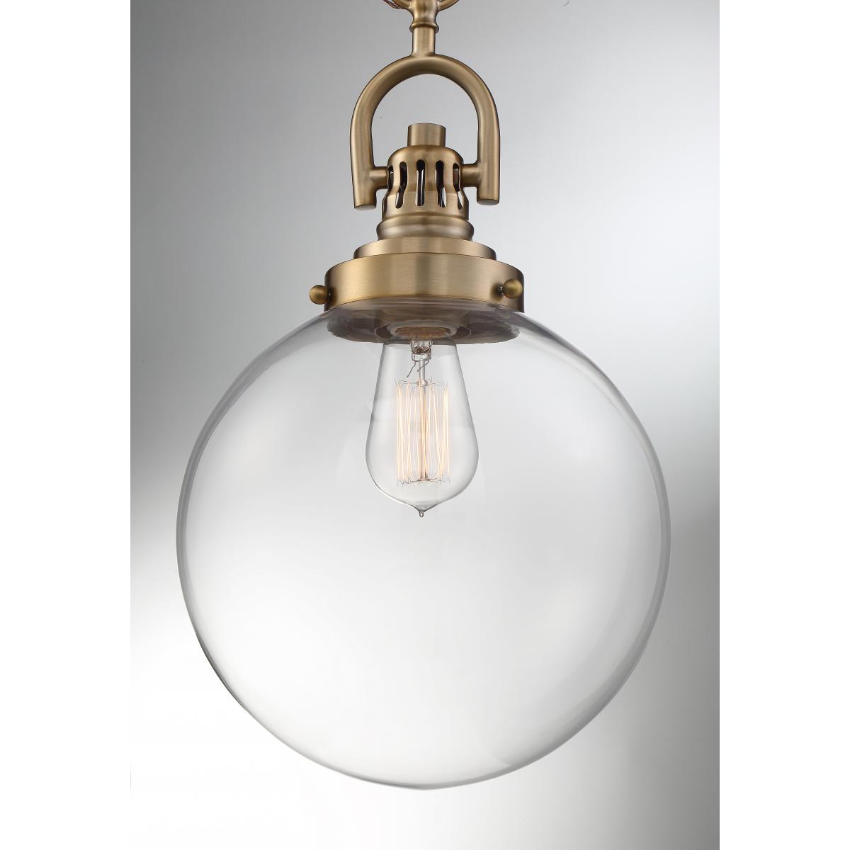 60-6671 SKYLOFT 1 LIGHT PENDANT Skyloft- 1 Light Pendant - with Clear Glass - Burnished Brass Finish - Cheap-Us