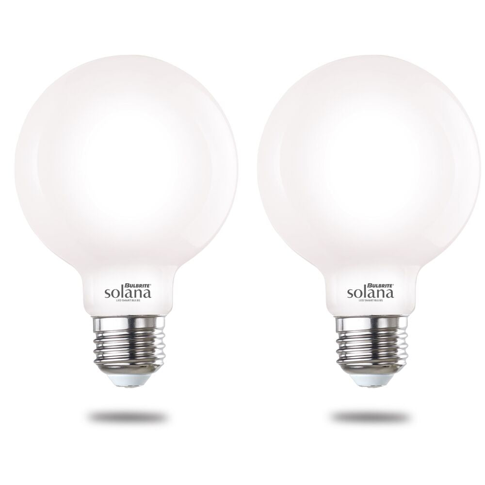 Bulbrite Solana 2-Pack 40 Watt Equivalent G25 Smart WiFi Connected 90CRI Globe LED Light Bulb, Milky Finish - Cheap-Us