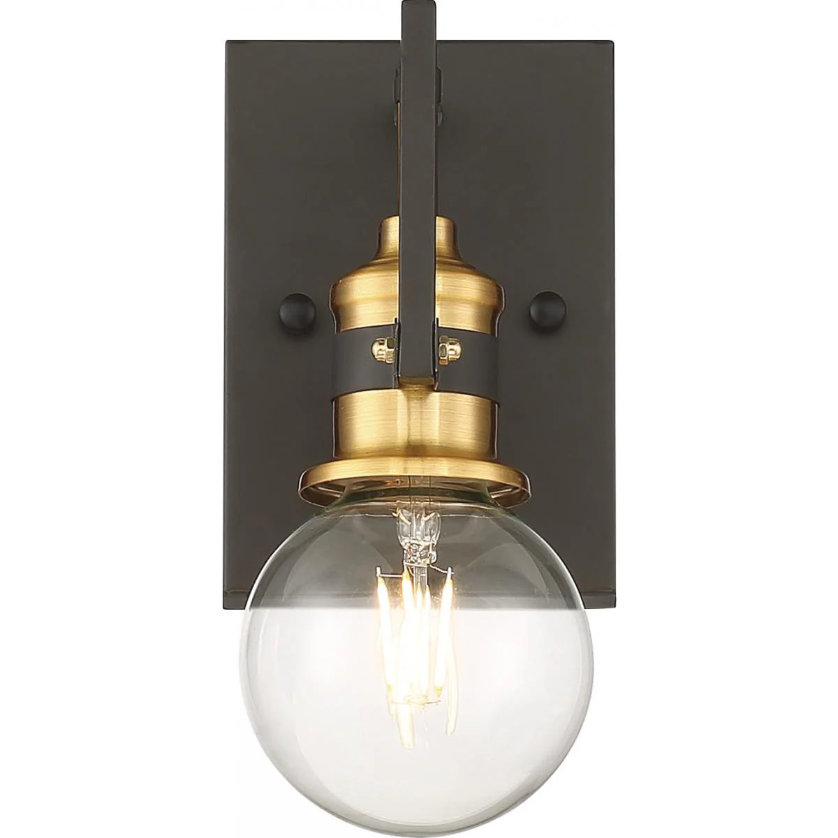 60-6971 INTENTION 1 LIGHT VANITY Intention - 1 Light Vanity - Warm Brass and Black Finish - Cheap-Us