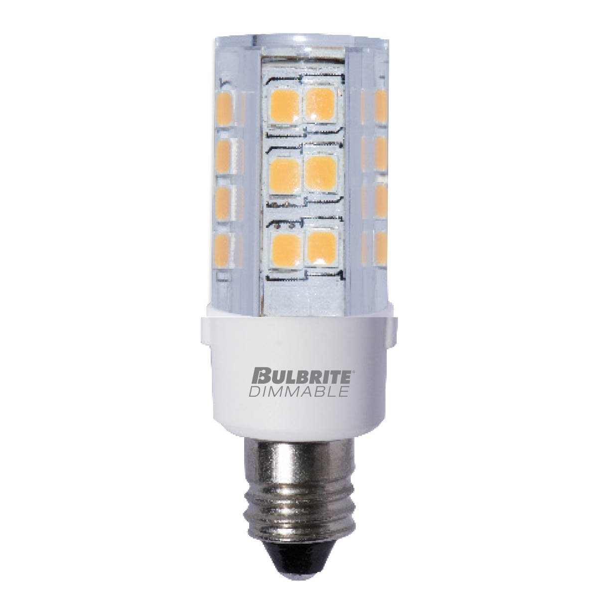 Bulbrite LED Mini T4 Dimmable Candelabra Screw Base (E12) Light Bulb 35 Watt Equivalent 2700K, Clear - Cheap-Us