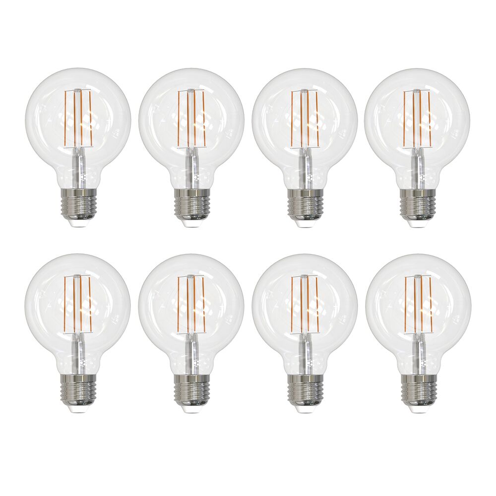 Bulbrite Pack of (8) 7 Watt Dimmable Clear Globe G25 LED Light Bulbs with Medium (E26) Base, 3000K Soft White Light, 800 Lumens - Cheap-Us