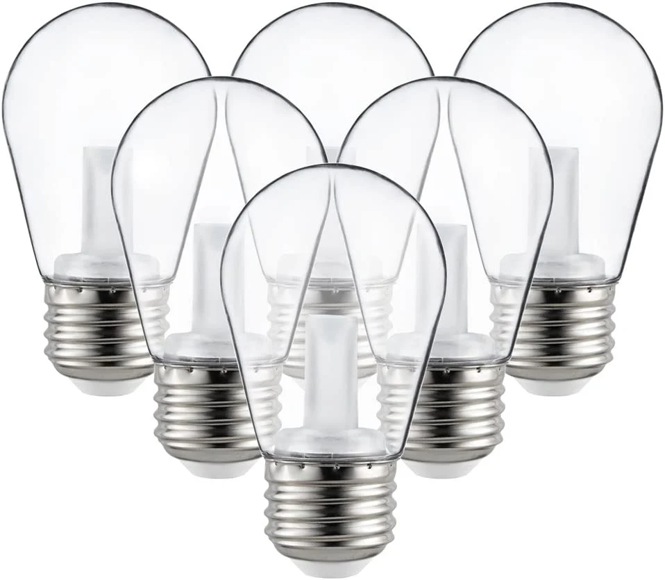 Sunlite 81067-SU LED S14 String Light Bulb, Warm White, Clear, Pack of 6 - Cheap-Us