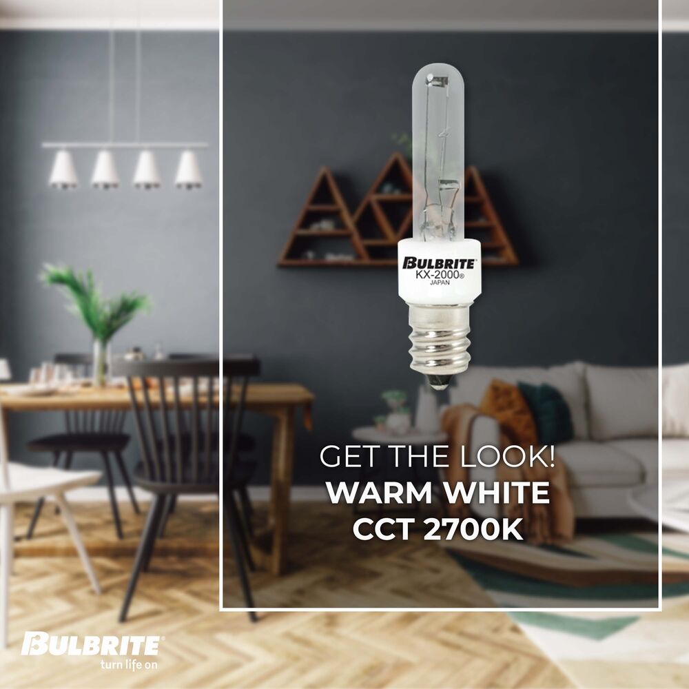 BULBRITE KRYPTON/XENON T3 CANDELABRA SCREW (E12) 60W DIMMABLE LIGHT BULB 2700K/WARM WHITE 2PK (473060) - Cheap-Us