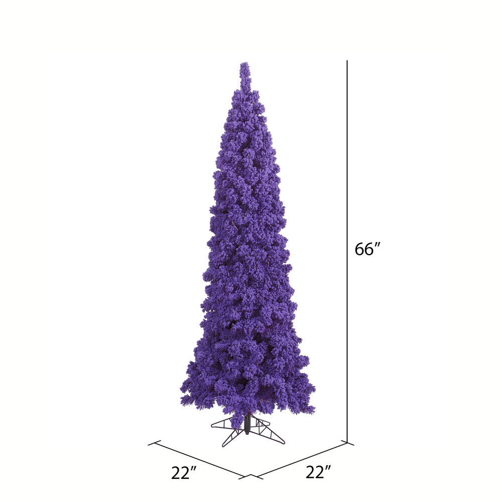 Vickerman 5.5' Flocked Purple Pencil Fir Artificial Christmas Tree Unlit - Cheap-Us