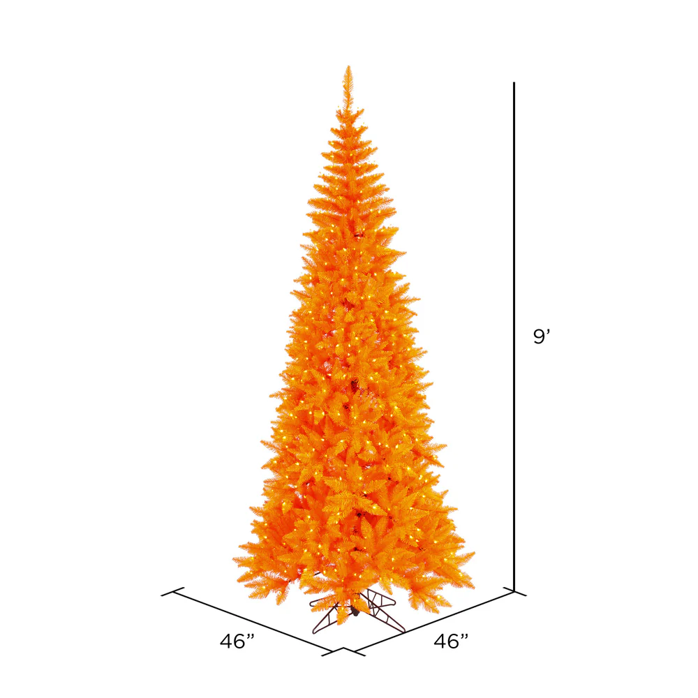 Vickerman 9' Orange Fir Slim Artificial Christmas Tree Orange Dura-lit LED Lights - Cheap-Us