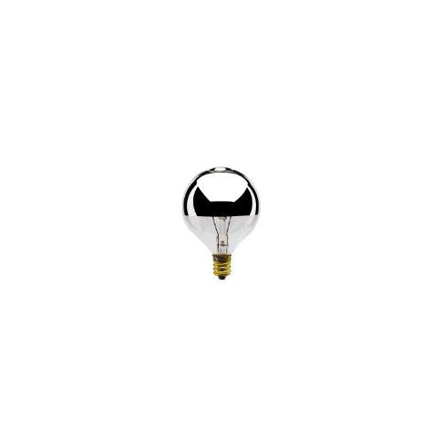 Bulbrite 40G16HM 40 Watt Dimmable Incandescent Half Chrome G16.5 Globe Bulb, Candelabra Base - Cheap-Us