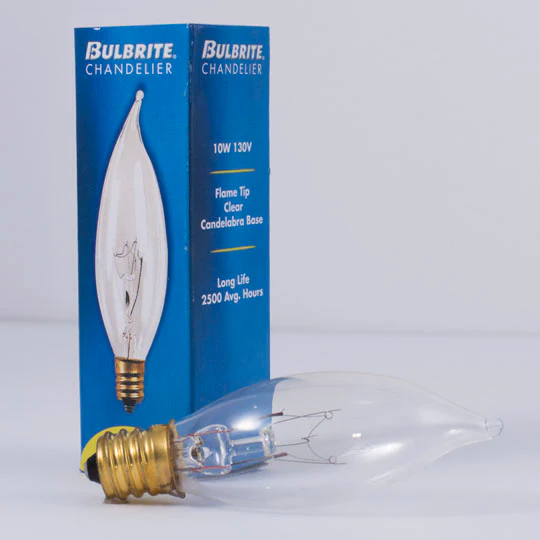 Bulbrite Pack of (50) 10 Watt Dimmable Clear CA7 Incandescent Light Bulbs with Candelabra (E12) Base, 2700K Warm White Light - Cheap-Us
