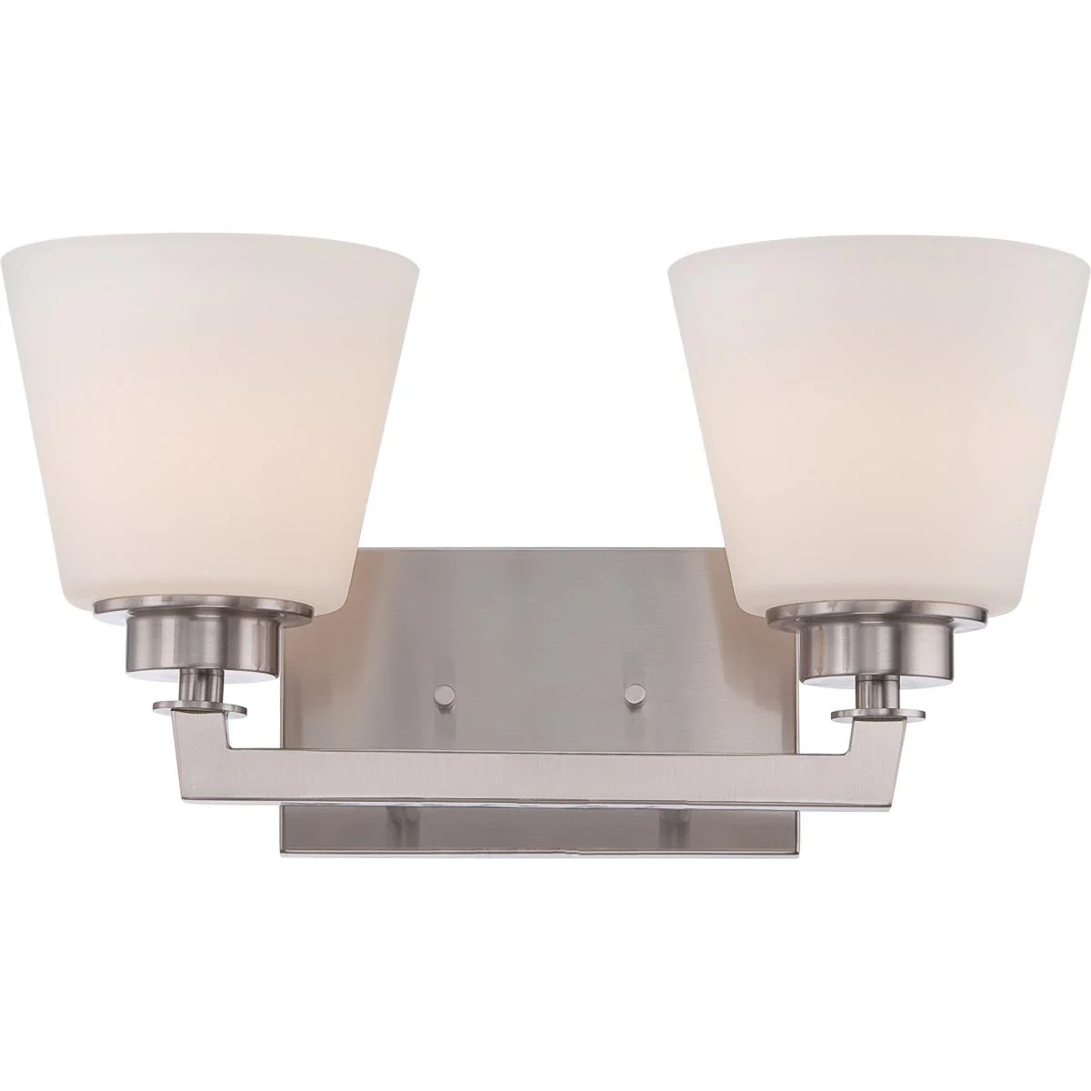 60-5452 MOBILI - 2 LT VANITY FIXTURE Mobili - 2 Light Vanity with Satin White Glass - Brushed Nickel Finish - Cheap-Us