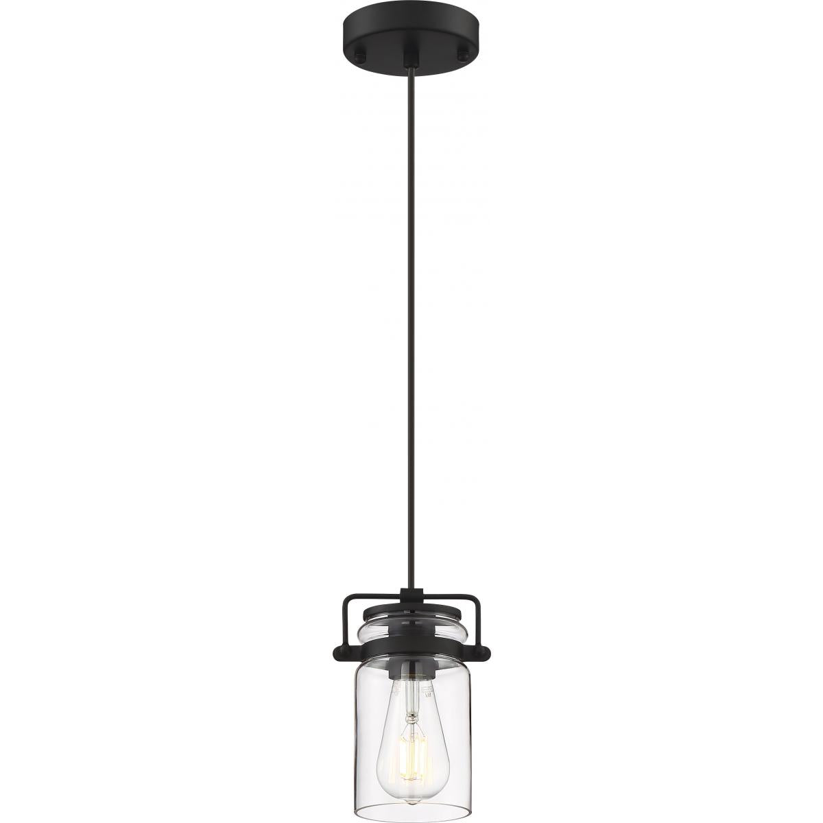 60-6732 ANTEBELLUM 1 LT MINI PENDANT Antebellum - 1 Light Mini Pendant - with Clear Glass -Matte Black Finish - Cheap-Us