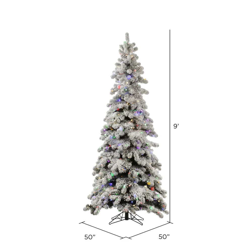 Vickerman 9' Medium Flocked Kodiak Spruce Artificial Christmas Tree Multi-Colored LED Lights - Cheap-Us