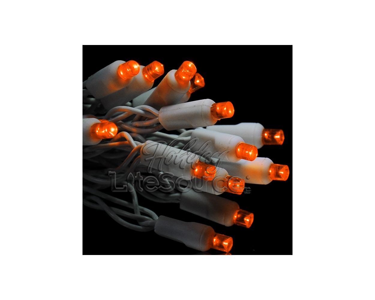 Orange Conical LED Craft Lights on White Wire - 20 Lights, Approx. 5' Long - Cheap-Us
