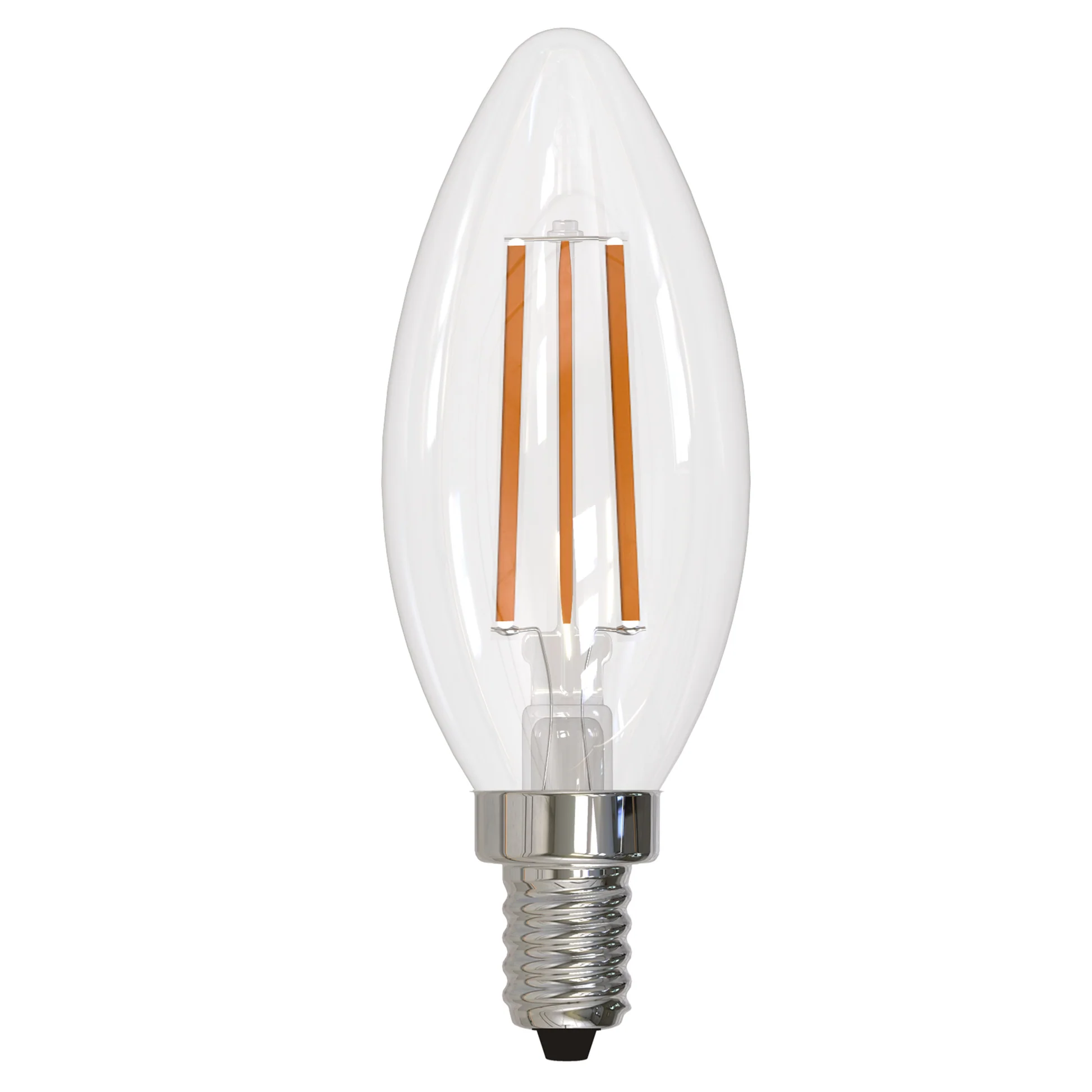 Bulbrite LED Filament 6.5 Watt Dimmable B11 Light Bulbs with a Clear Finish and Candelabra (E12) Base - 3000K (Soft White Light), 750 Lumens - Cheap-Us