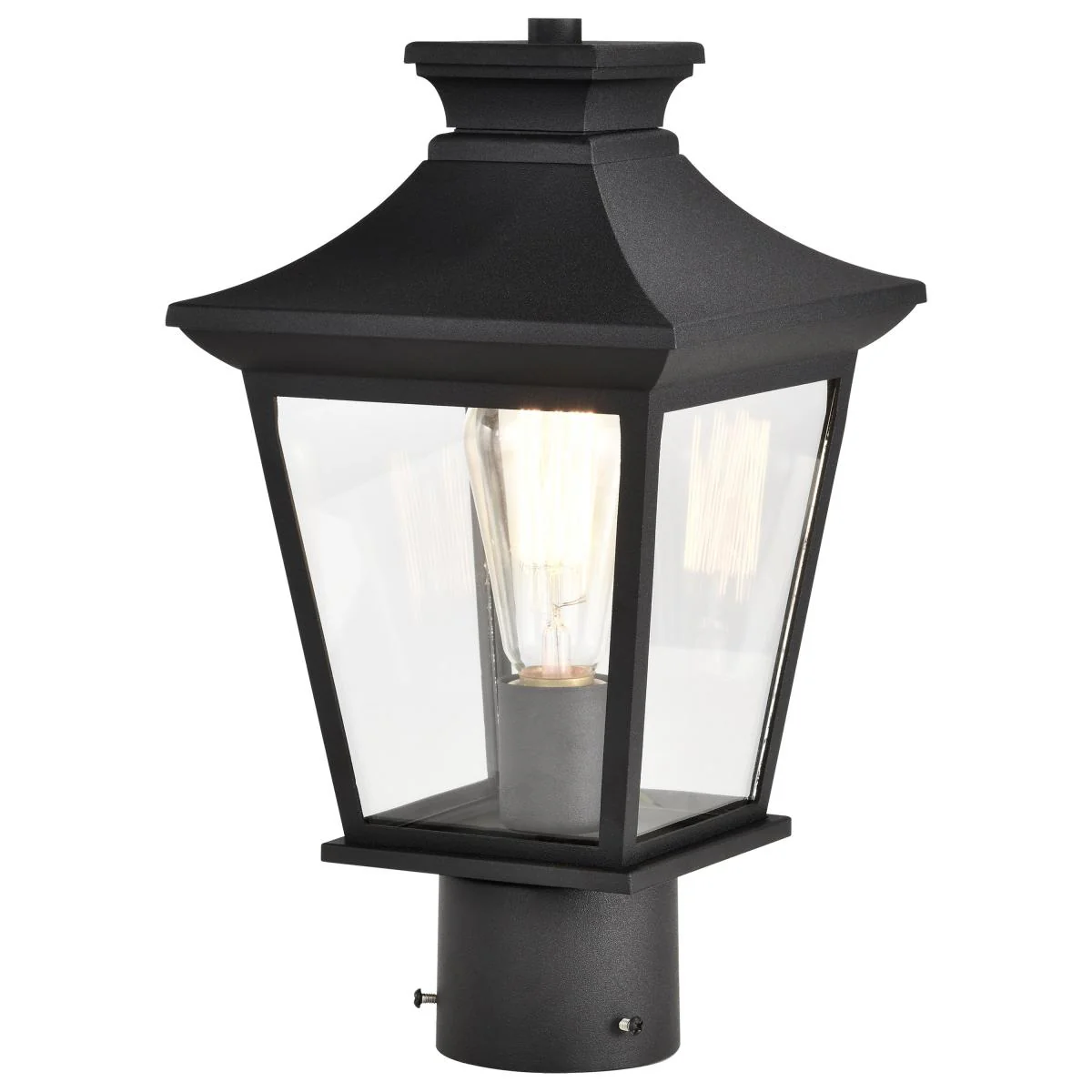 60-5745 JASPER 1LT OUTDOOR POST Jasper Collection Outdoor 14 inch Post Light Pole Lantern; Matte Black Finish with Clear Glass - Cheap-Us