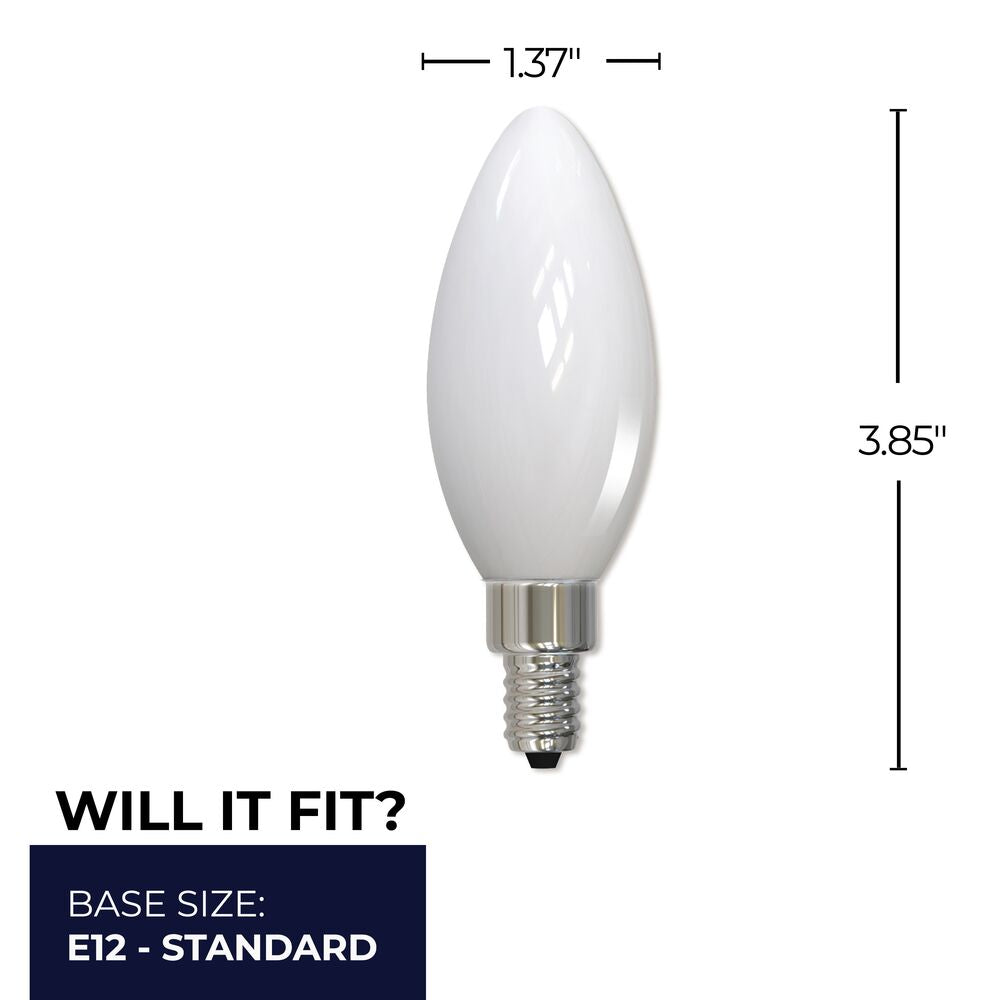 Bulbrite LED Filament Bulb, Milky Finish, 3000K, Fully Compatible Dimming, 4.5 Watts, E12 Candelabra Base, 400 Lumens, 120V, Soft White Light 24-Pack - Cheap-Us