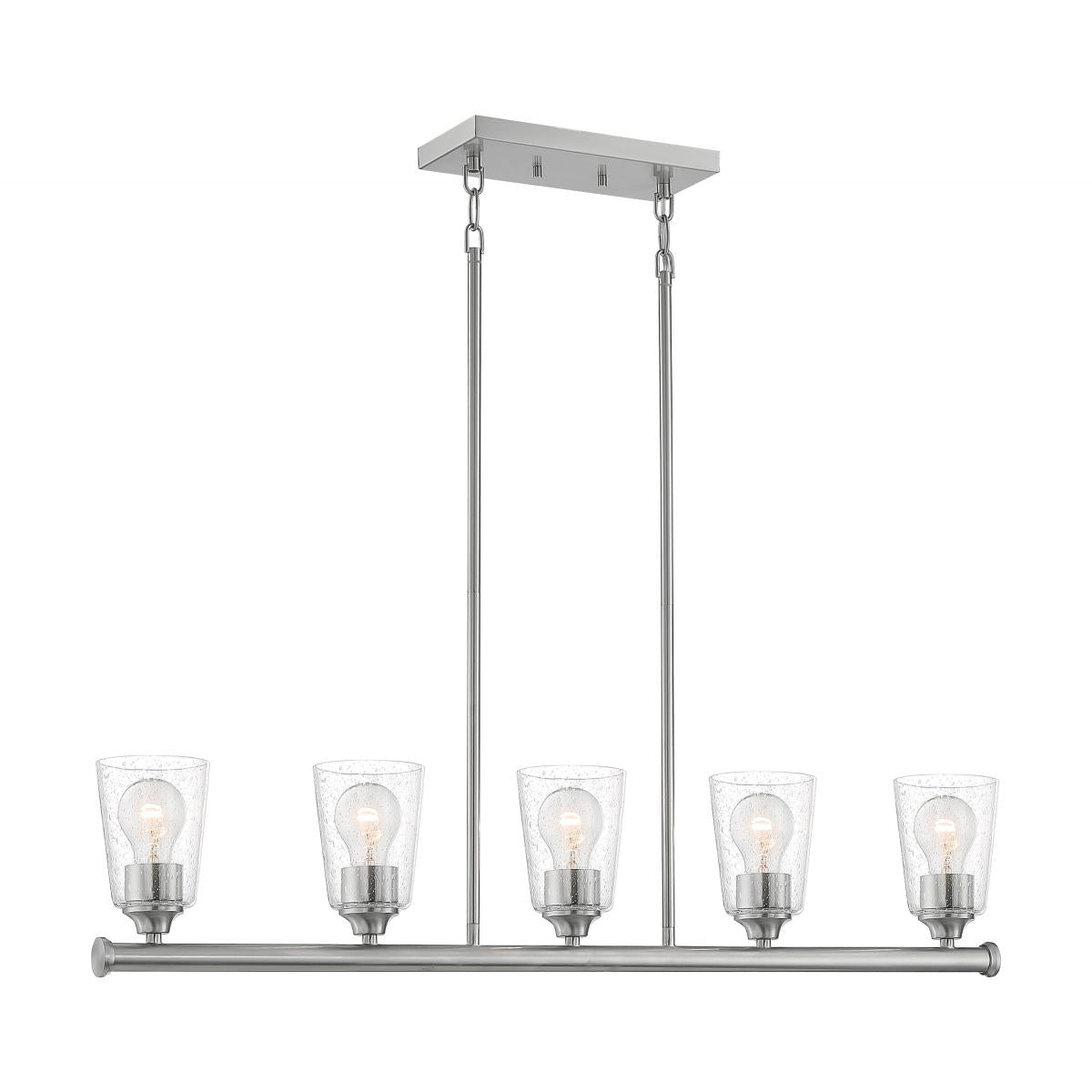 60-7186 BRANSEL 5 LT ISLAND PENDANT Bransel - 5 Light Island Pendant with Seeded Glass - Brushed Nickel Finish - Cheap-Us