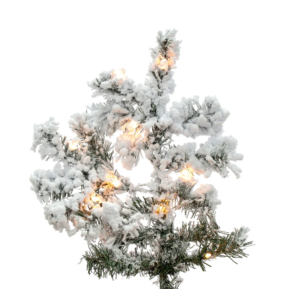 Vickerman 6.5' Flocked Alaskan Pine Artificial Christmas Tree Clear Dura-Lit lights - Cheap-Us