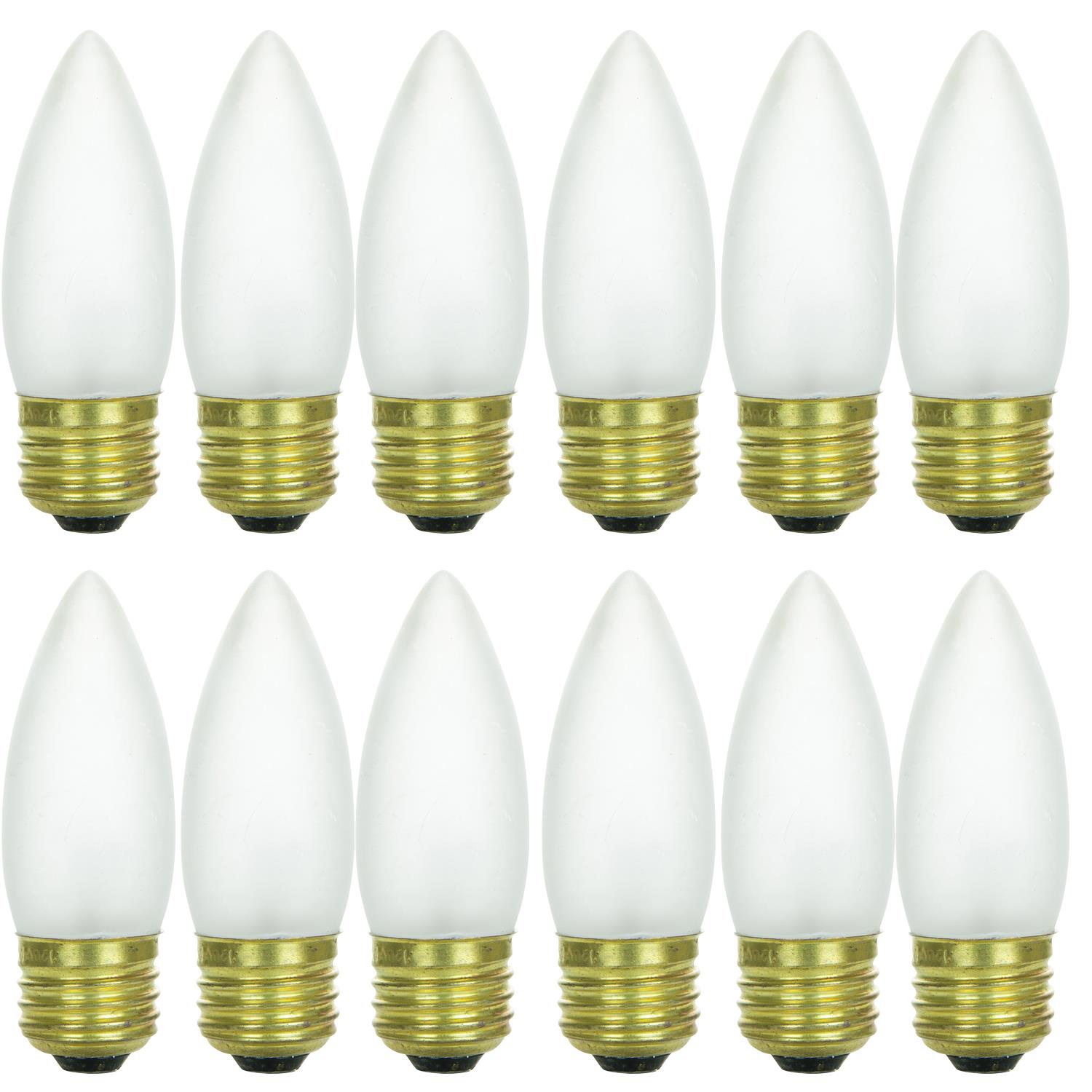 Sunlite 40 Watt Torpedo Tip Chandelier , Medium Base, Frost - Cheap-Us
