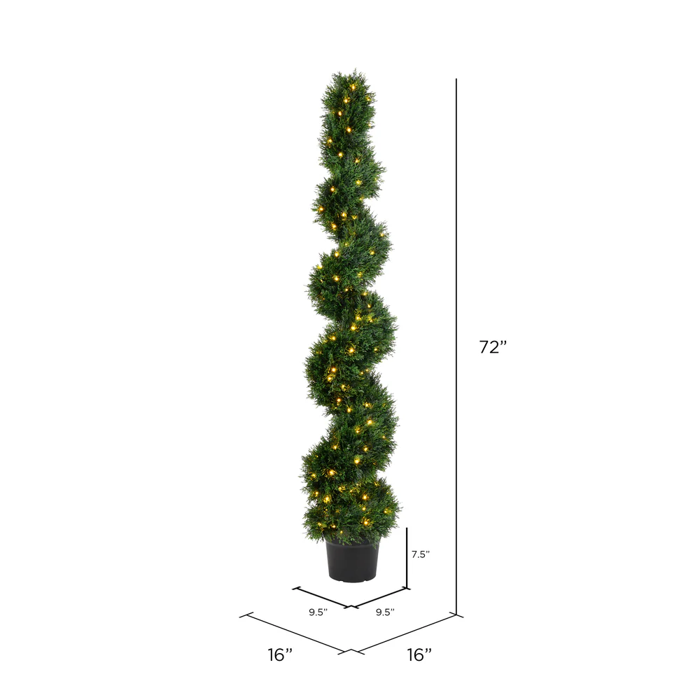 Vickerman 6' Artificial Potted Green Cedar Spiral Tree. - Cheap-Us