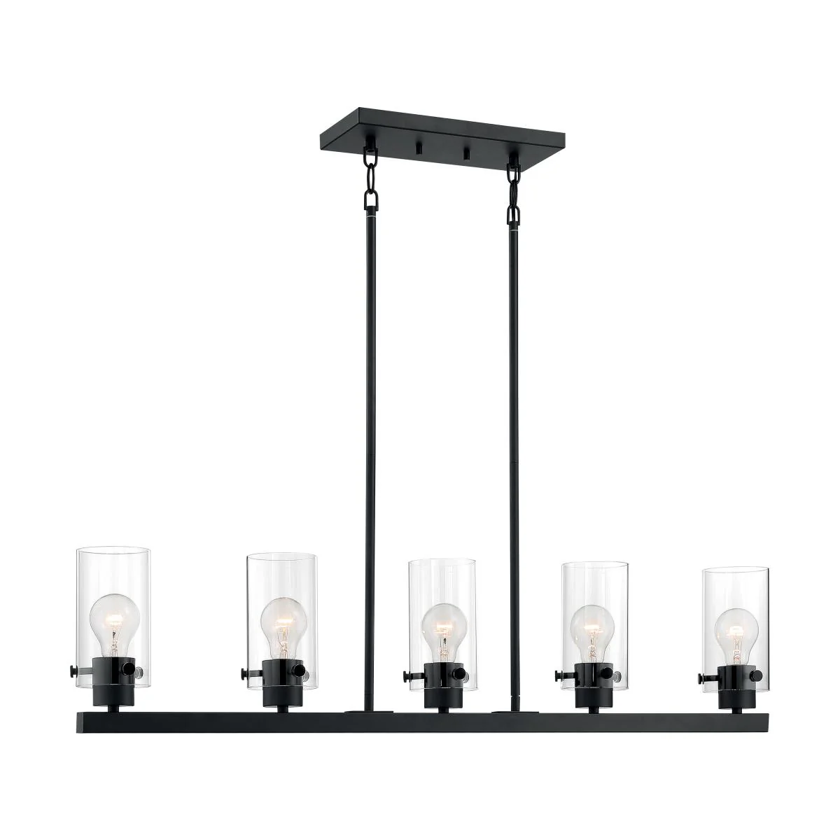 60-7276 SOMMERSET 5 LIGHT ISLAND PEND Sommerset - 5 Light Island Pendant with Clear Glass - Matte Black Finish - Cheap-Us