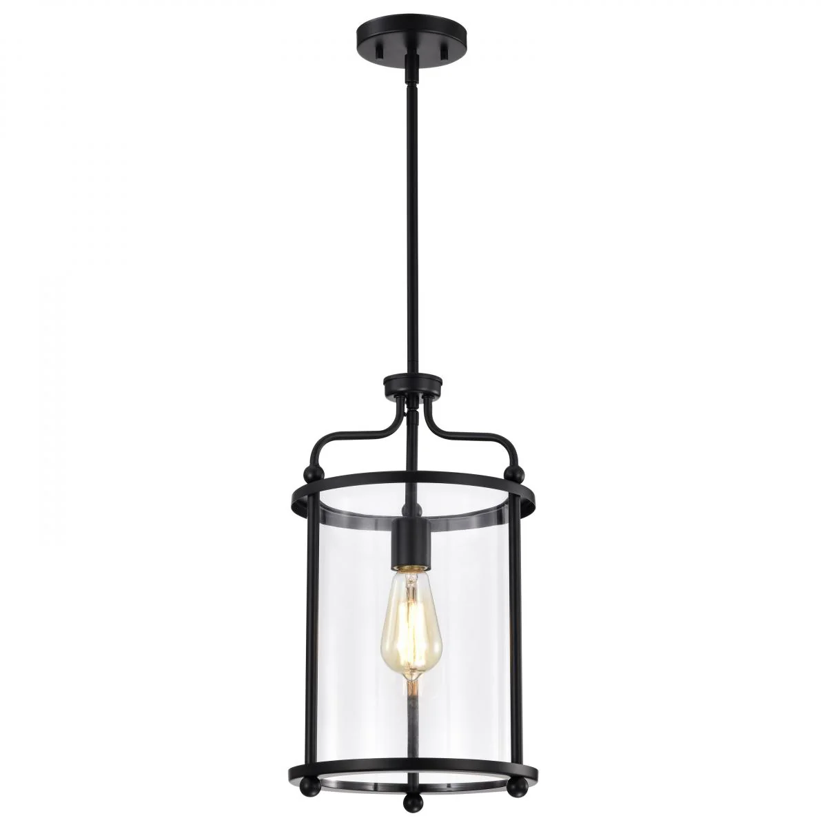60-7945 YORKTOWN 1LT PENDANT Yorktown 1 Light Pendant; Matte Black Finish; Clear Glass - Cheap-Us