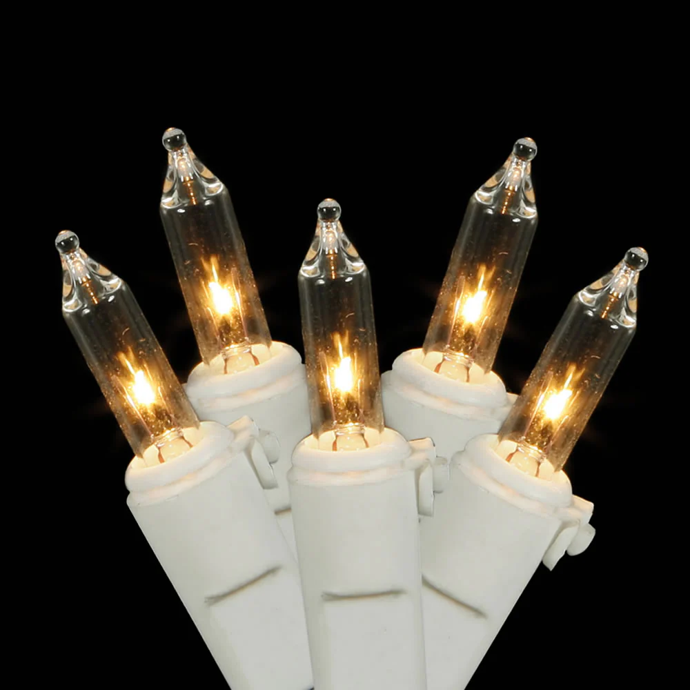 Vickerman 50 Clear Mini Light Set on White Wire 16' Christmas Light Strand in Polybag - Cheap-Us