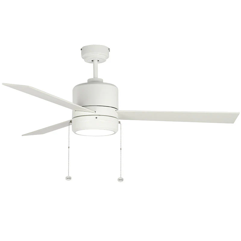 Westgate 52In 5-Blade Ceiling Fan And Light 3Cct 19W Integ. LED Pull Ch. White And White Blades, Commercial Indoor Lighting, 20W, 1750 Lumens, 30K/40K/50K, Black And Black Blades Finish - Cheap-Us