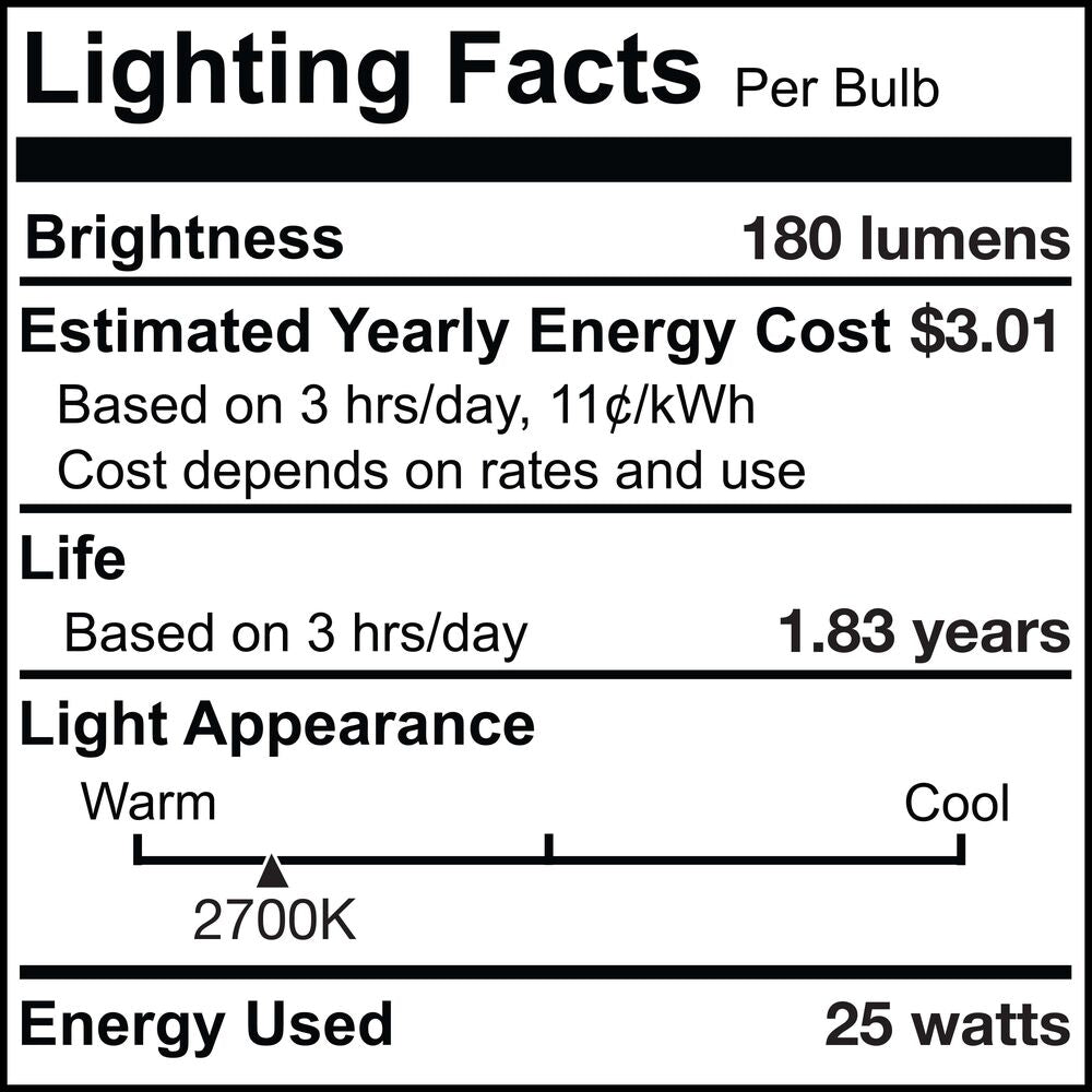 BULBRITE INCANDESCENT T6 CANDELABRA SCREW (E12) 25W DIMMABLE LIGHT BULB 2700K/WARM WHITE 25PK (707125) - Cheap-Us