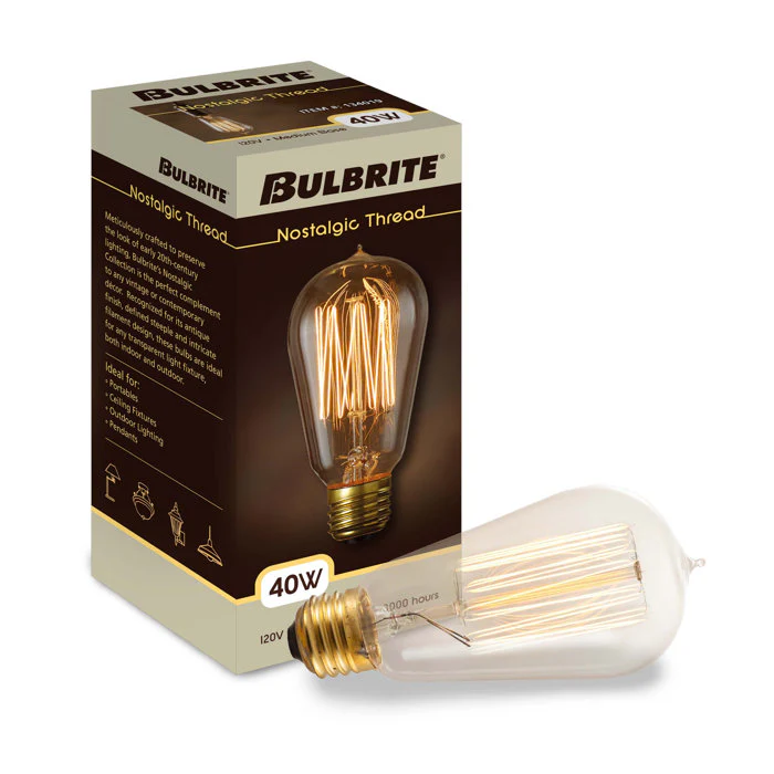 BULBRITE INCANDESCENT ST18 MEDIUM SCREW (E26) 40W DIMMABLE NOSTALGIC LIGHT BULB 2200K/AMBER 4PK (134019) - Cheap-Us