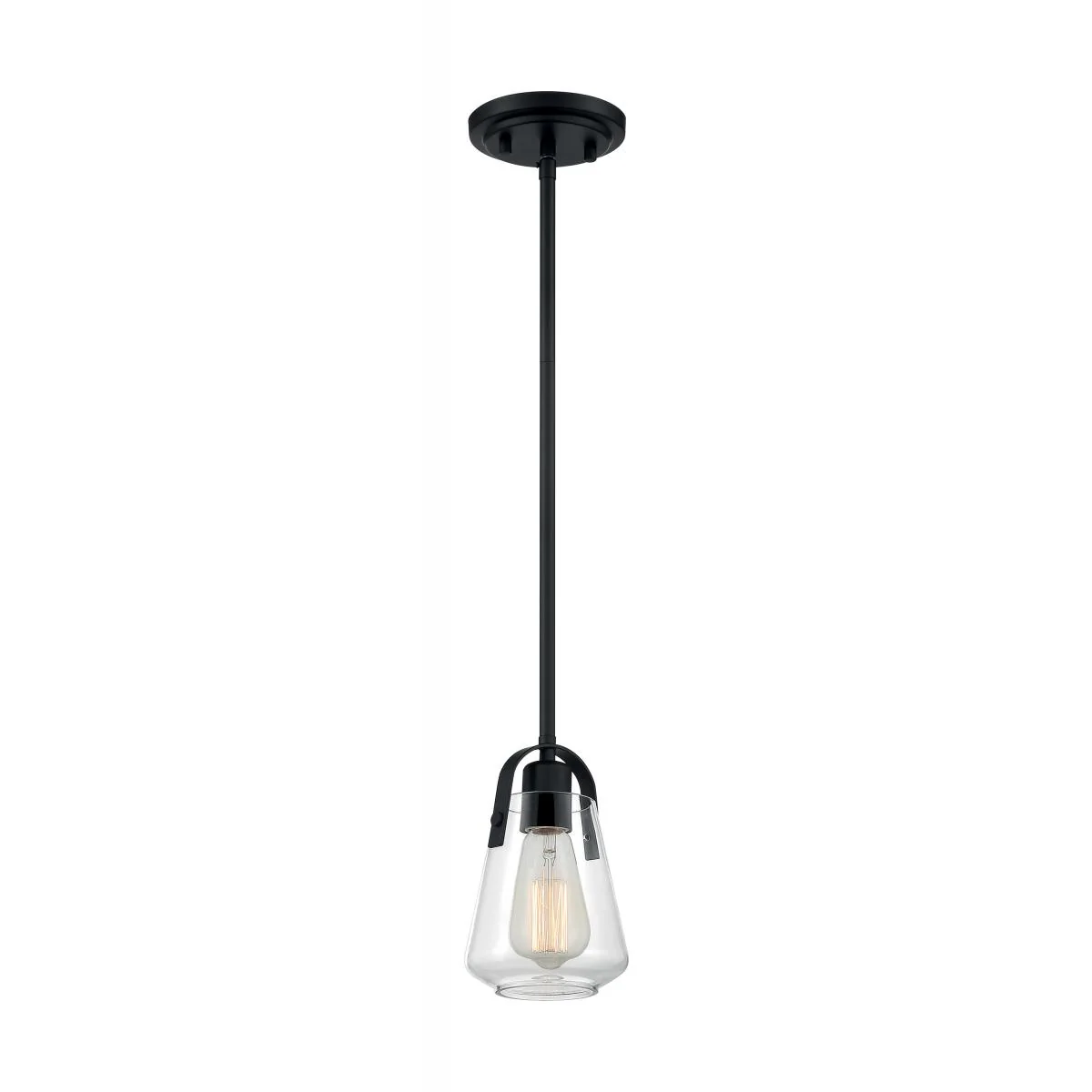 60-7106 SKYBRIDGE 1 LT MINI PENDANT Skybridge - 1 Light Mini Pendant with Clear Glass - Matte Black Finish - Cheap-Us
