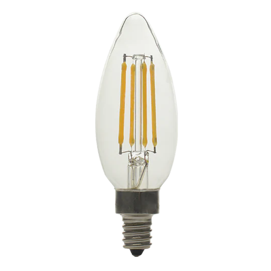 Luxrite LED B11 Torpedo Tip Chandelier Light Bulb, E12 Candelabra Base, 5W, 4000K - Cool White, 500 Lumens, 80 CRI, Clear Finish, Dimmable (LR21596) - Cheap-Us