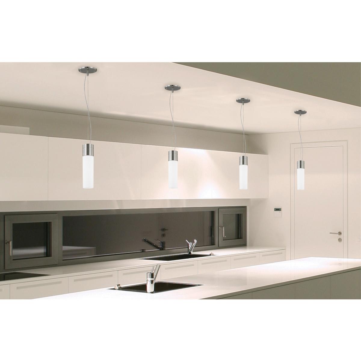 62-2932 LINK LED 1 LT PENDANT Link -LED Mini Pendant with White Glass- Brushed Nickel Finish - Cheap-Us