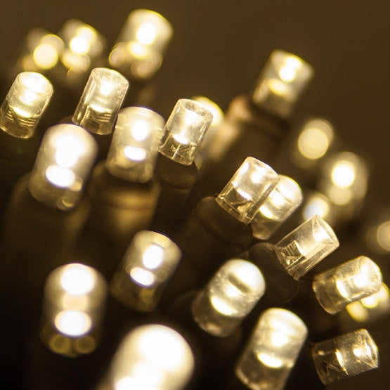 20-LITE RECTIFIED 5MM CONICAL LED LIGHT SET; WARM WHITE BULBS; BROWN WIRE, Approx. 5' Long - Cheap-Us