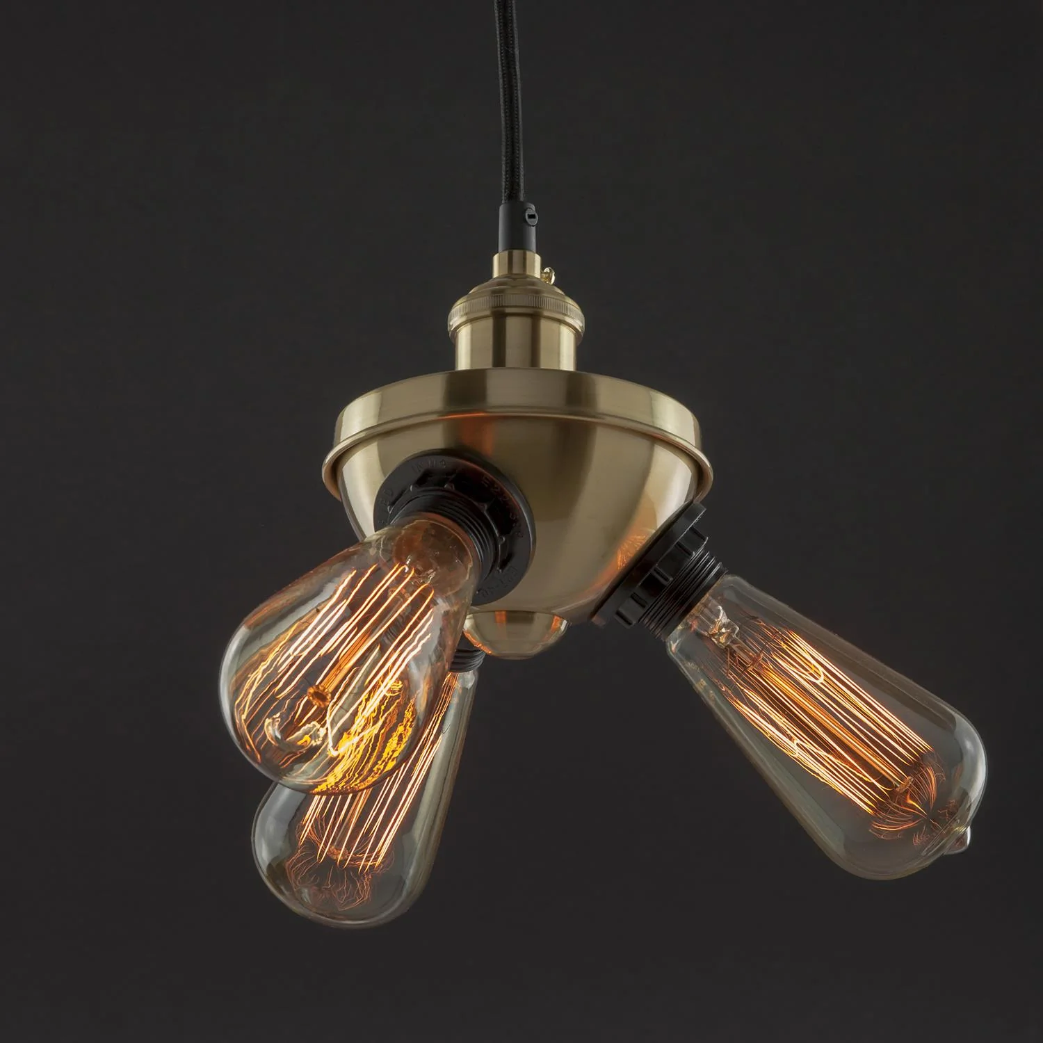 Sunlite 3-Socket Hanging Pendant Vintage Style Fixture, Copper Bronze Finish, 42