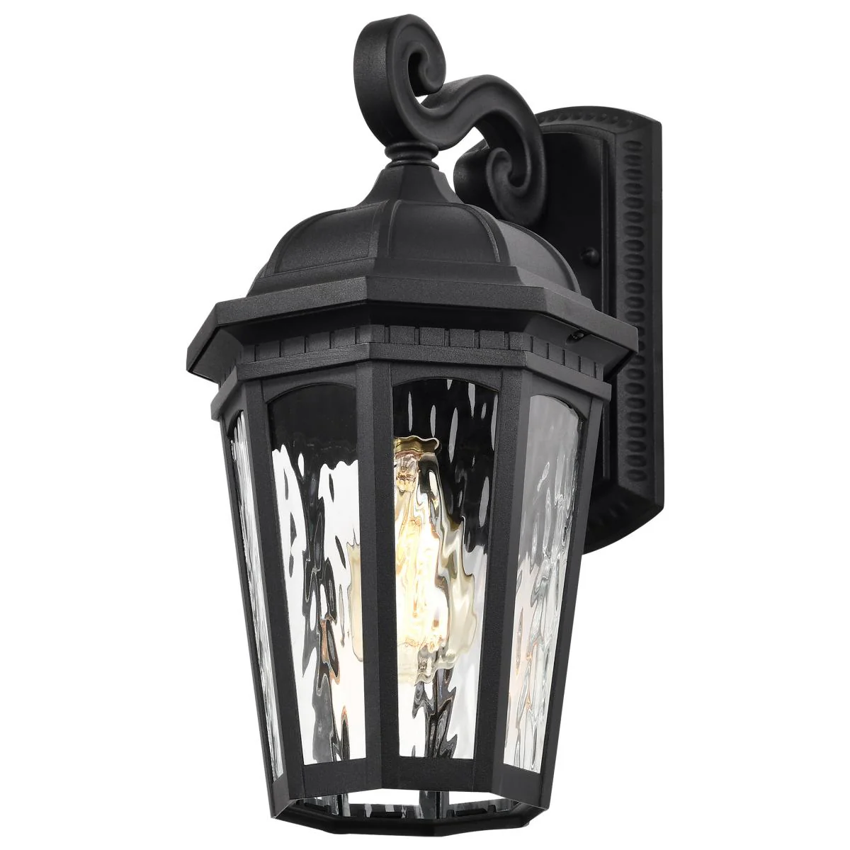 60-5946 EAST RIVER 1LT OUTDOOR LG WALL East River Collection Outdoor 16 inch Large Wall Light; Matte Black Finish with Clear Water Glass - Cheap-Us