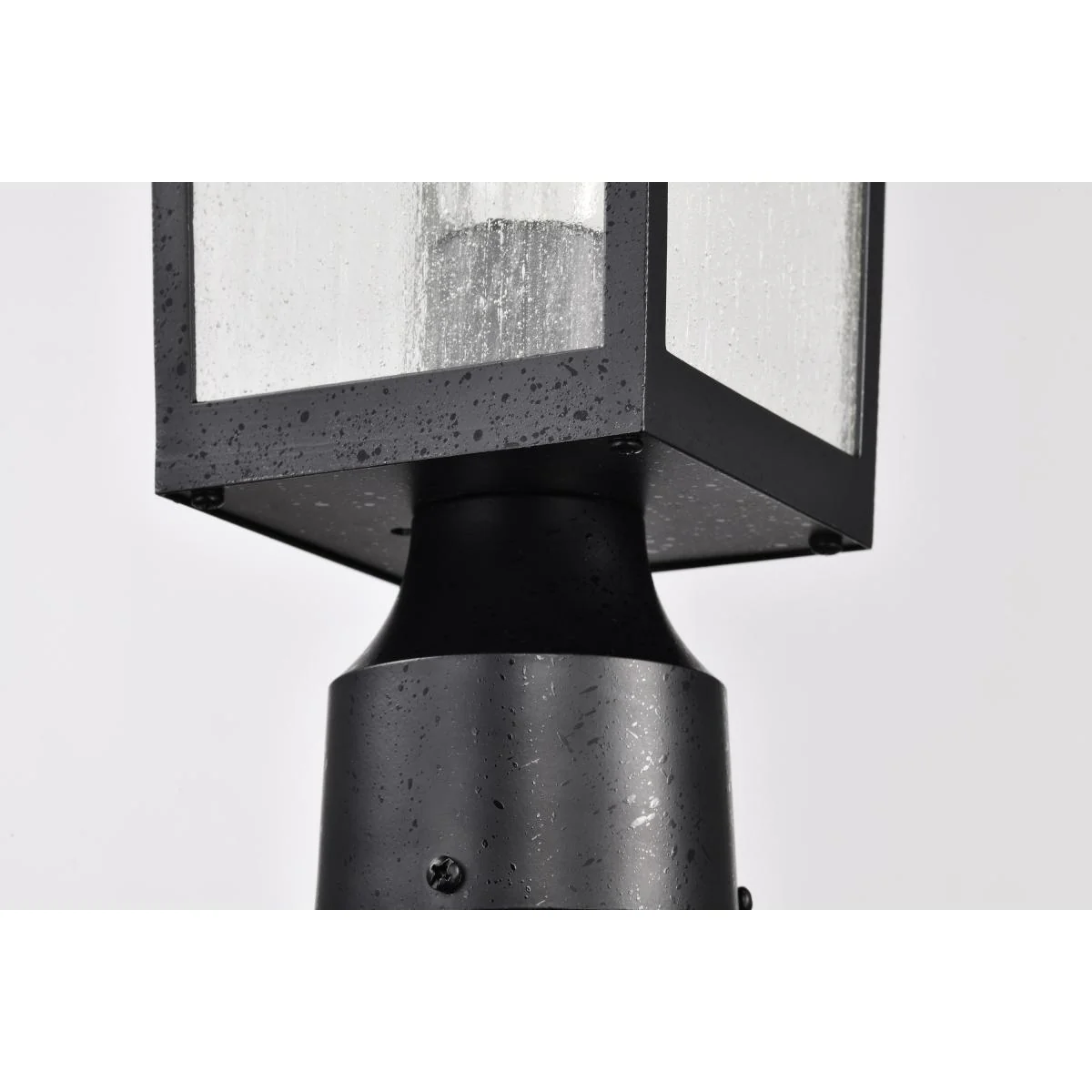 60-5956 COVE NECK 1LT OUTDOOR SM POST Cove Neck Collection Outdoor Medium 14 inch Post Light Pole Lantern; Textured Black Finish with Clear Seeded Glass - Cheap-Us