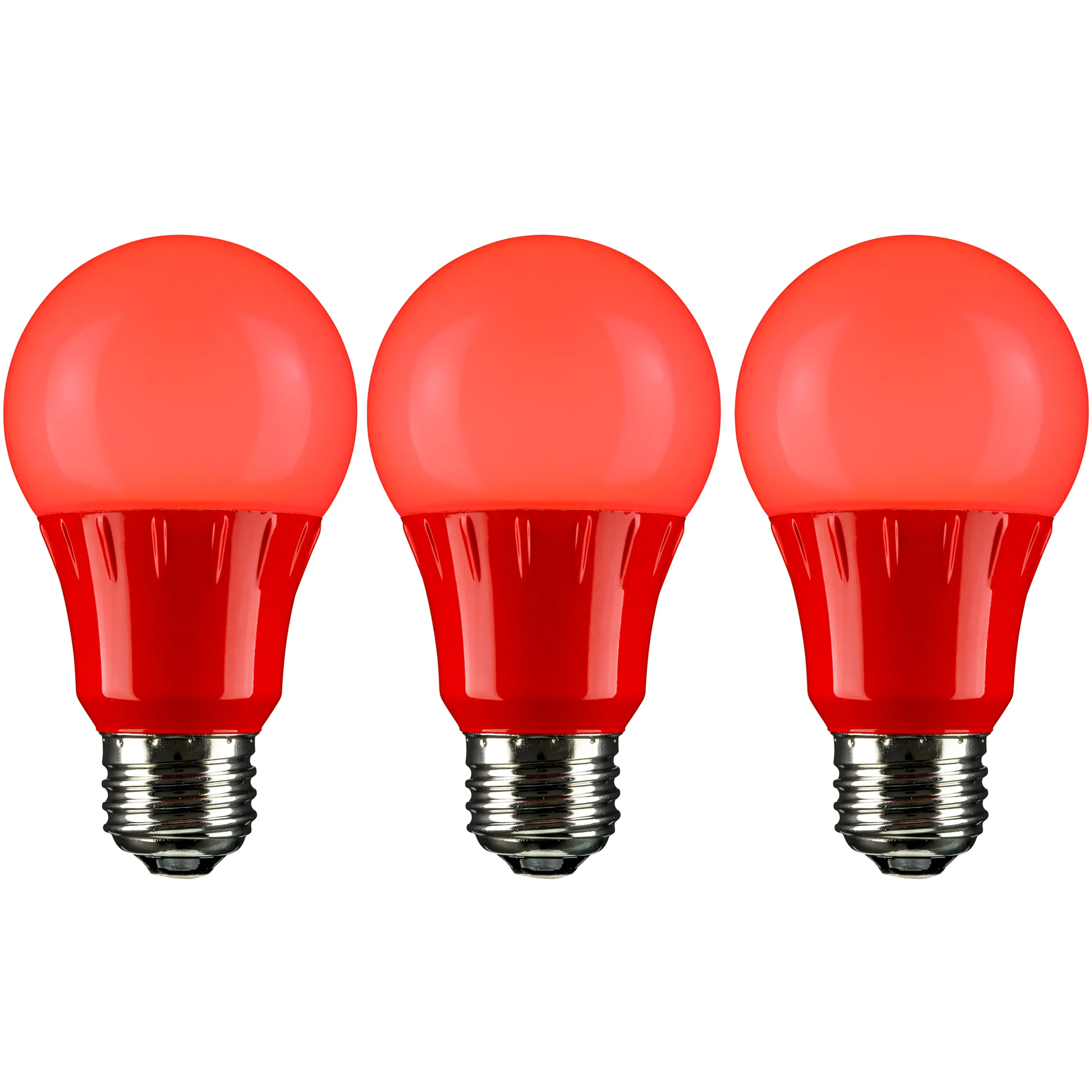 Sunlite 40454-SU LED A19 Colored Light Bulb, 3 Watts (25w Equivalent), E26 Medium Base, Non-Dimmable, UL Listed, Red 3 Pack - Cheap-Us