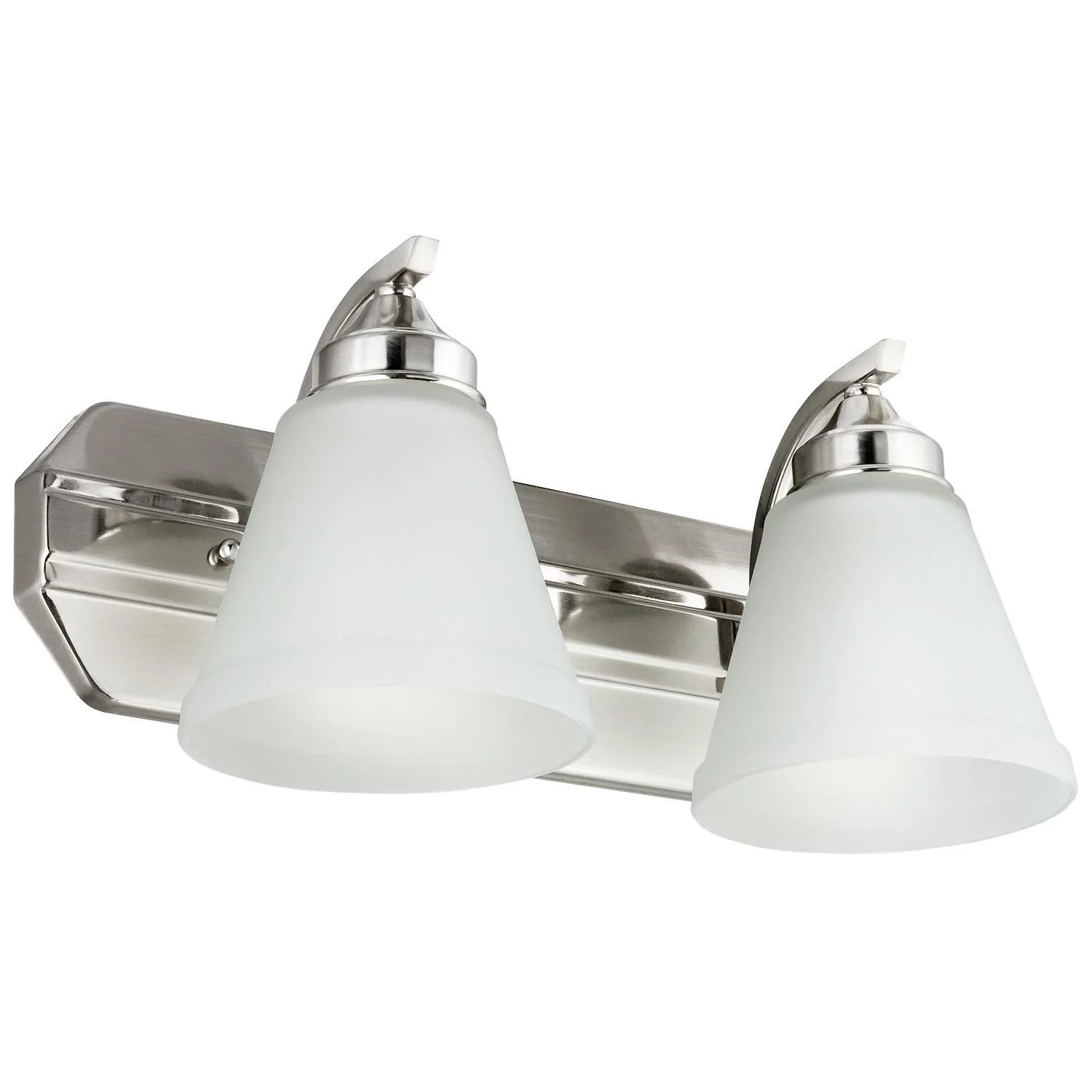 Sunlite 45056-SU Vanity Fixture Two Light 17 Inch, Bell Shaped Frosted Glass , Brushed Nickel Finish - Cheap-Us