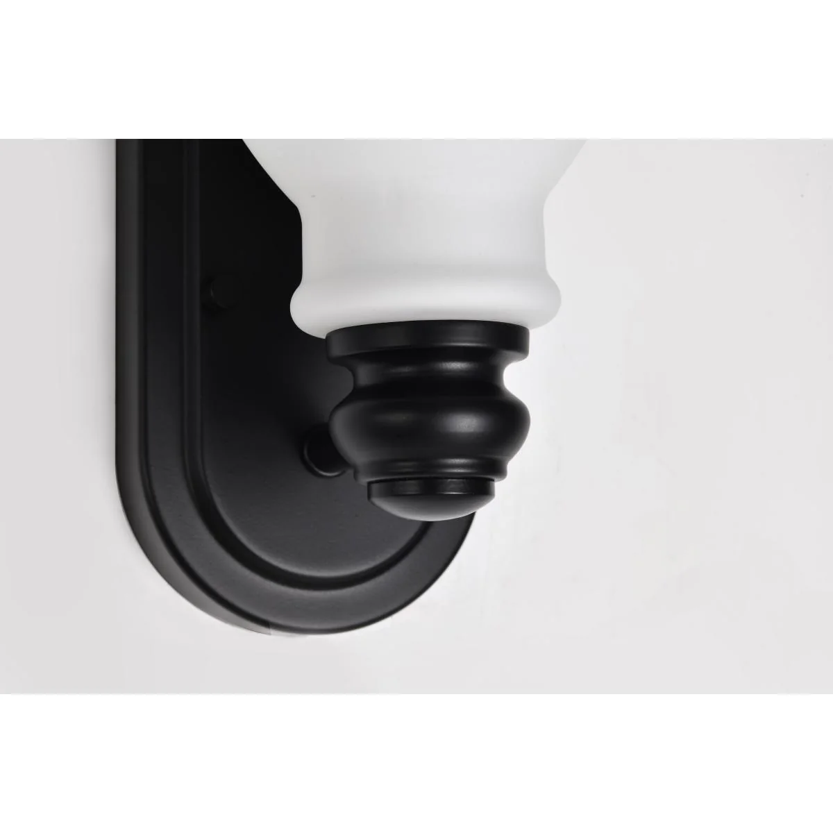 60-8021 RUSSEL 1 LIGHT VANITY Russel; 1 Light Vanity; Matte Black with Satin White Glass - Cheap-Us